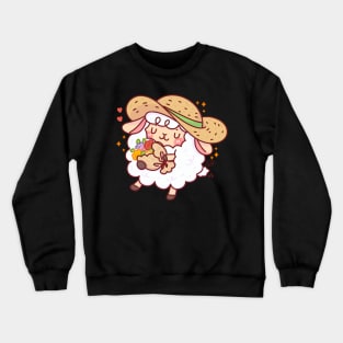 Cute Lamb with Flower Bucket Crewneck Sweatshirt